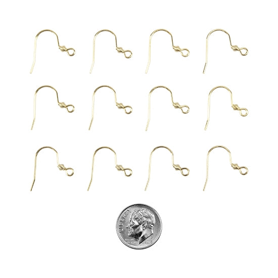 Stainless Steel Ear Wires - Golden Color - 6 Pairs with dime