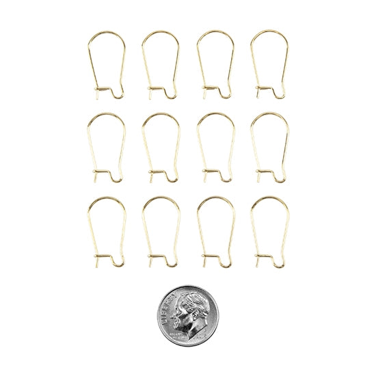 Stainless Steel Hoop Earwires - Golden Bronze Color - 6 Pairs with dime