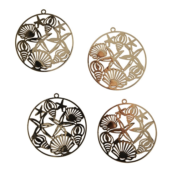 4 Brass Pendants - Ocean Theme