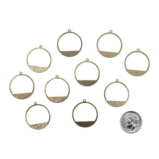 10 Brass Pendants - Ring with dime