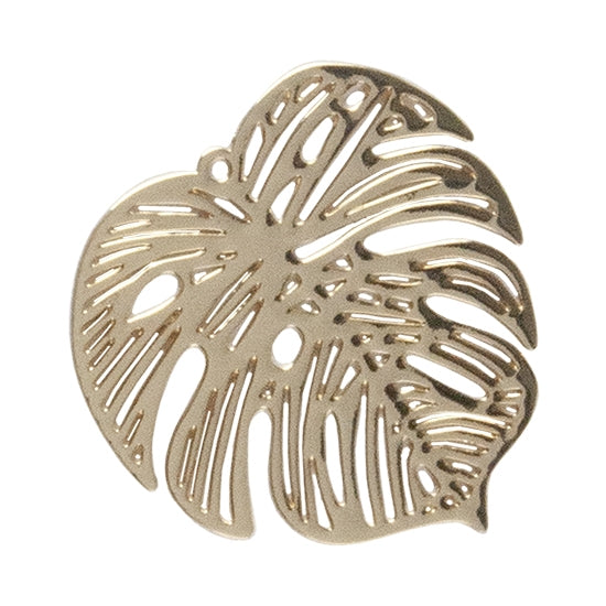 Brass Pendants - Etched Monstera Leaf Gold Plated 