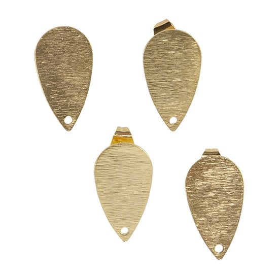 Brass Teardrop Stud Earring with Hole - Pkg/4