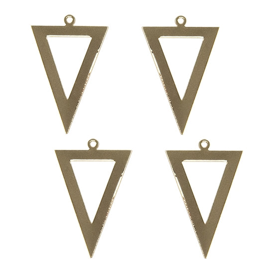 4 Brass Pendants - Inverted Triangle