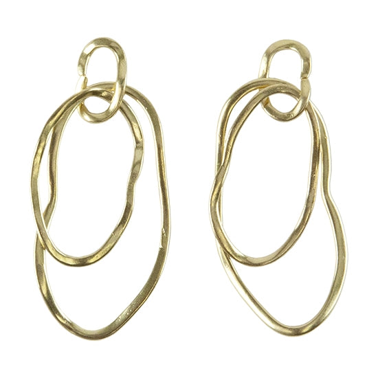 2 Brass Pendants - Double Drop Oval