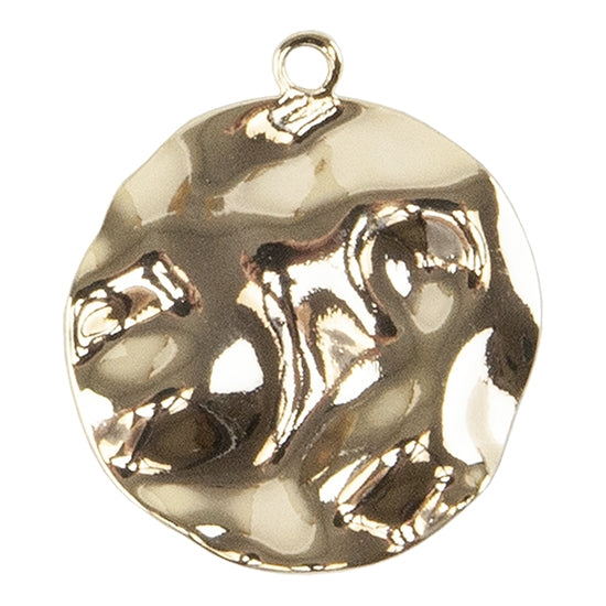 Brass Pendant - Wavy Round 18k Gold Plated