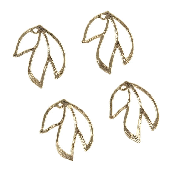 4 Brass Pendants - Little Leaf