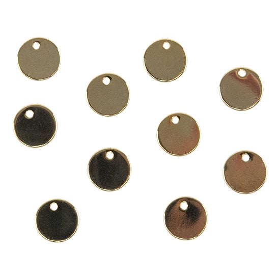 10 Brass Charms - Small Round 18k Gold Plated