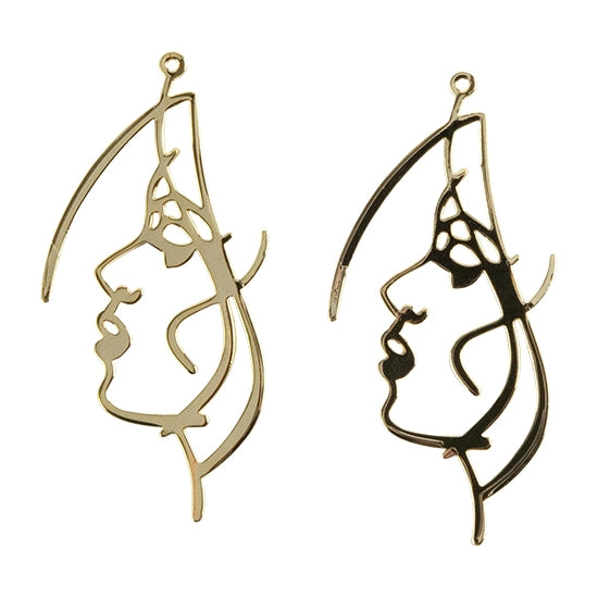 2 Brass Pendants - Woman - 18k Gold Plated