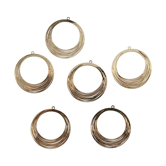 6 Brass Pendants - Rings