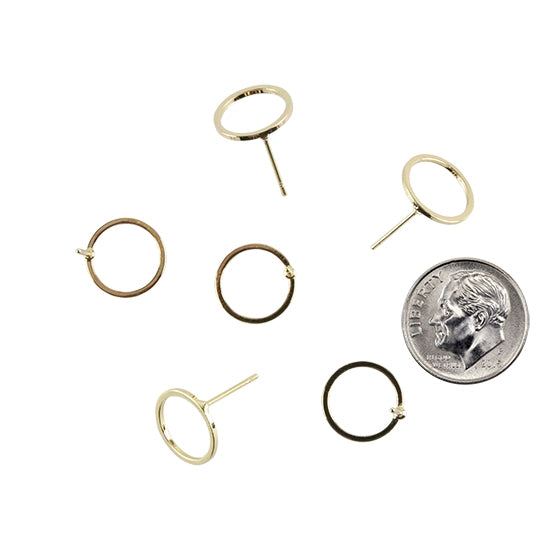 6 Brass Stud Ring - 18k Gold Plated with dime