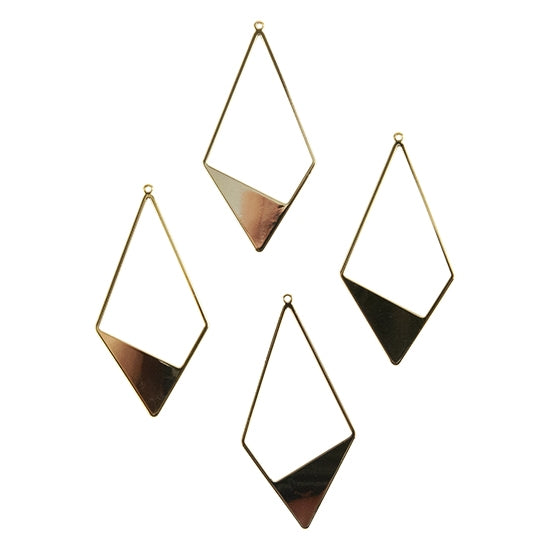 Brass Pendants - Rhombus - 18k Gold Plated - Pkg/4