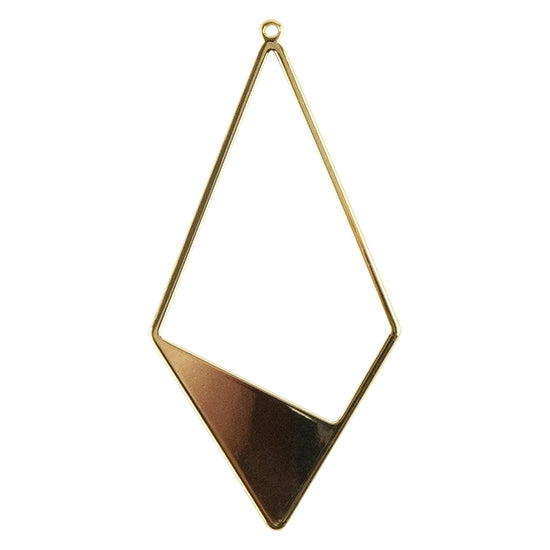 Brass Pendants - Rhombus - 18k Gold Plated - Pkg/4