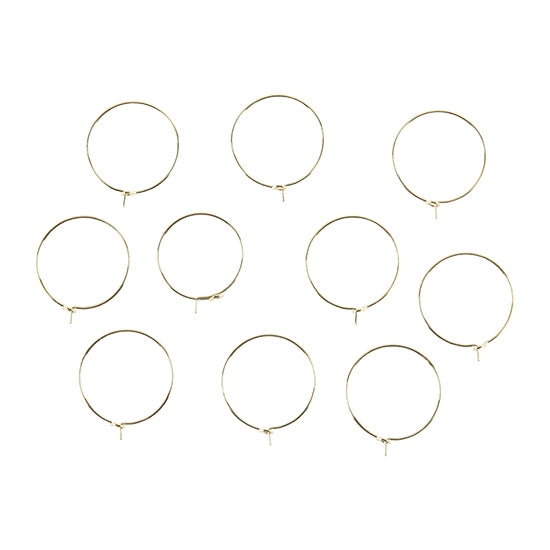 10 Brass Earring Hoop Wine Glass Charm Rings