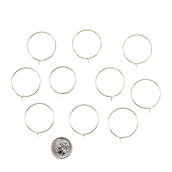 10 Brass Earring Hoop Wine Glass Charm Rings with dime