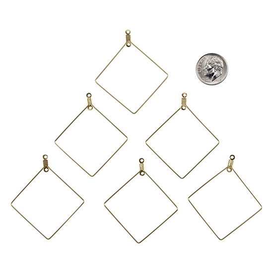 Stainless Steel Pendant - Rhombus - Golden Color -  Pkg/6 with dime