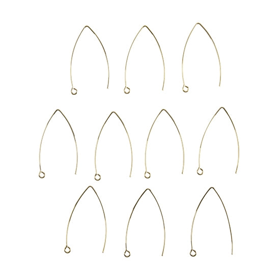 Stainless Steel Earring Hooks - Golden Color - Pkg/10