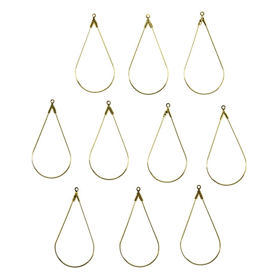 10 Brass Wire Pendants - Drop 