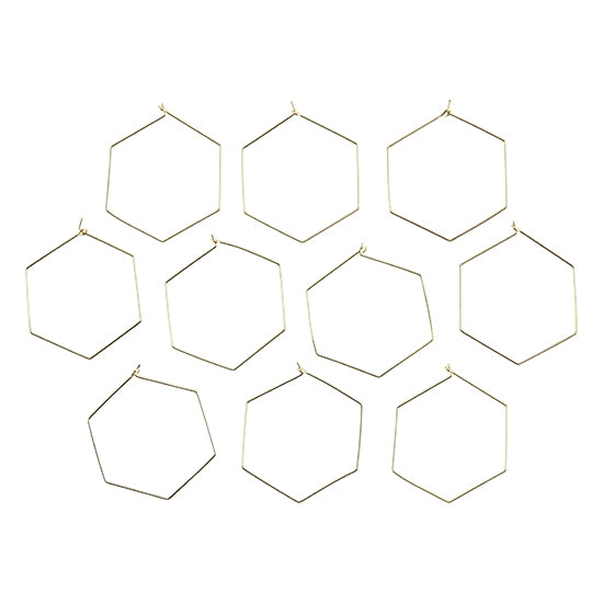 10 Brass Earring Hook Pendants - Hexagon - 18k Gold Plated