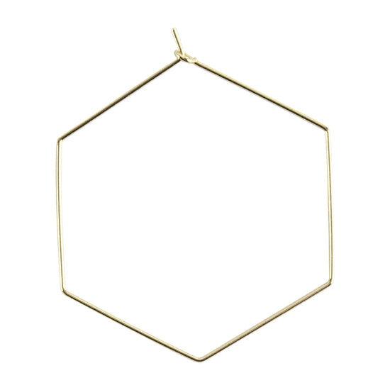 Brass Earring Hook Pendant - Hexagon - 18k Gold Plated