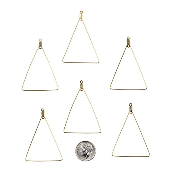 Stainless Steel Wire Pendants - Triangle - Pkg/6 with dime