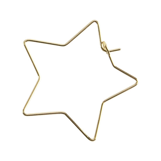 Brass Earring Hook Pendant - Star - 18k Gold Plated