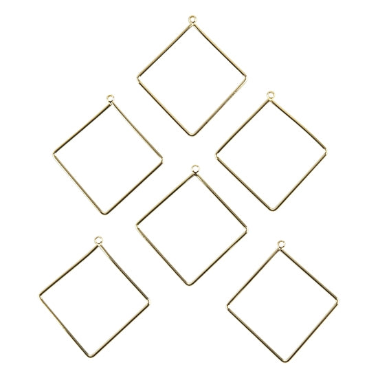 6 Brass Pendants - Rhombus - 18k Gold Plated