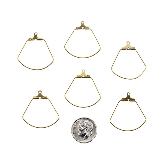 Stainless Steel Wire Hoop Pendants - Fan - Pkg/6 with dime