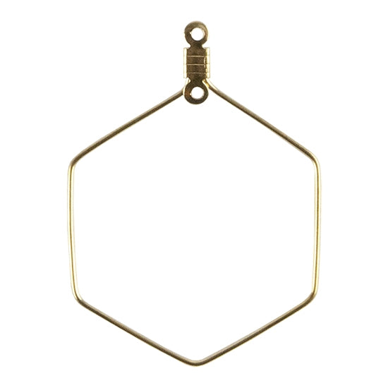 Stainless Steel Wire Hoop Pendants - Hexagon - 