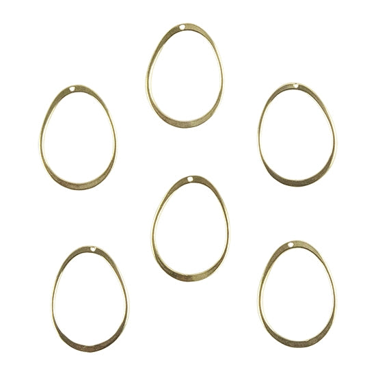 6 Brass Pendants - Organic Oval 