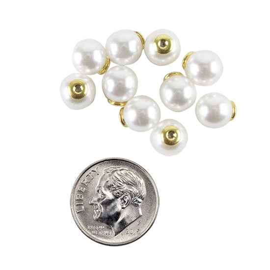 Pearl Ear Nuts with Golden Tone Brass Finding Give your next pair of earrings a unique look with these earring backs!  Size: 9mm x 8mm, Hole: 0.8mm with dime