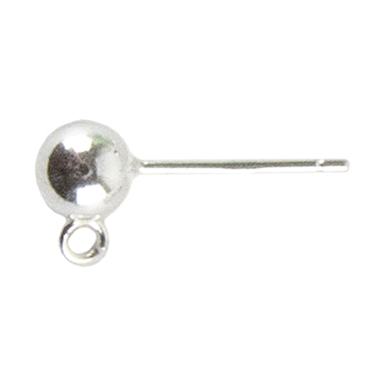 Sterling Silver Ear Stud Finding - Ball with Loop