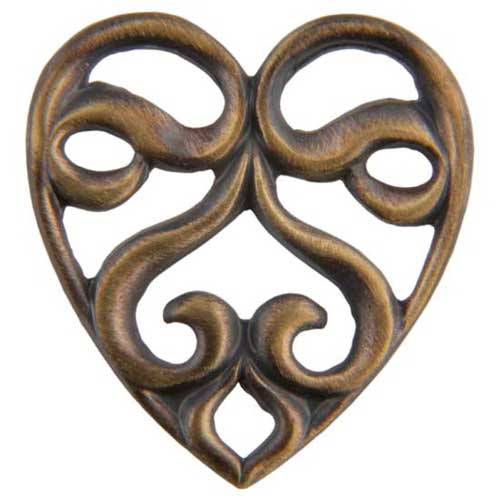 Brass Stamping - Scrolled Heart Element Pkg/10