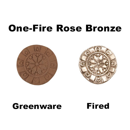 Hadar's Clay™ - One-Fire Rose Bronze greenware vs fired samples