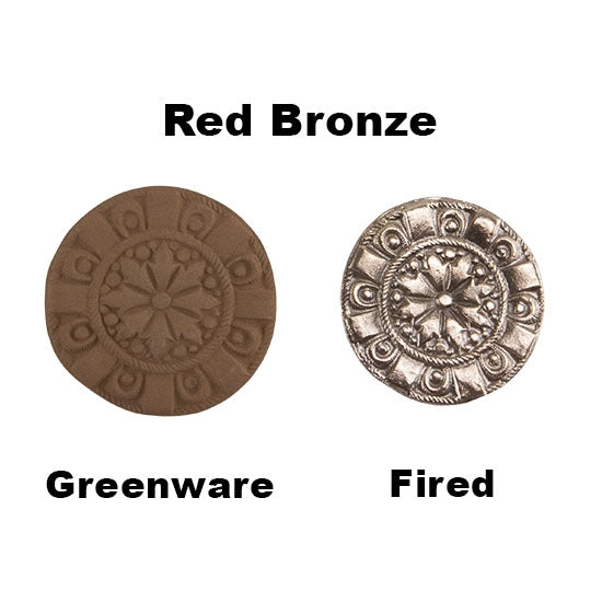 Five Star Red Bronze Clay greenware vs fired samples