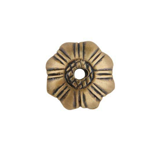 Bronze Plate Bead Cap - Stamped Flower 9mm Pkg/2