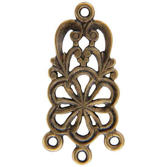 Bronze Plate Connector - Flower Heart - 12mm x 25mm Pkg/2