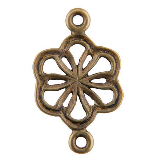 Bronze Plate Connector - Flower 11mm x 18.5mm Pkg/3