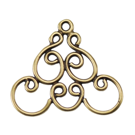 Bronze Plate Connector - Filigree Triangle Connector - 21mm x 24mm Pkg ...