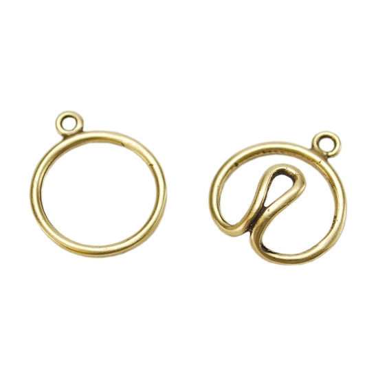 Bronze Plate Hook & Eye Clasp - Wire Round 36.2mm x 16.7mm - 1 Set