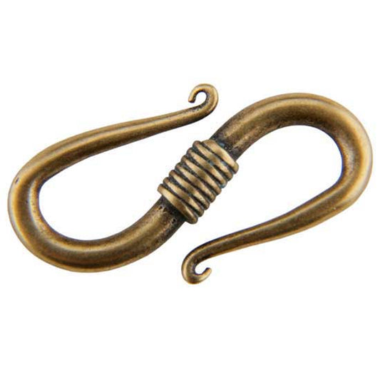 Bronze Plate S-Hook Clasp - Wrapped 13mm x 25mm Pkg/1