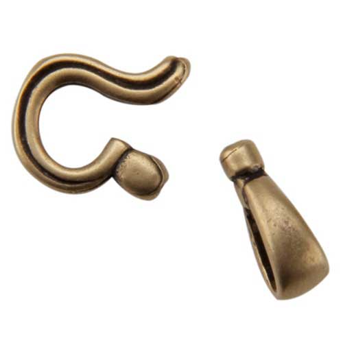 Bronze Plate Hook & Eye Clasp - Crimp End 0.5mm - 2 Sets