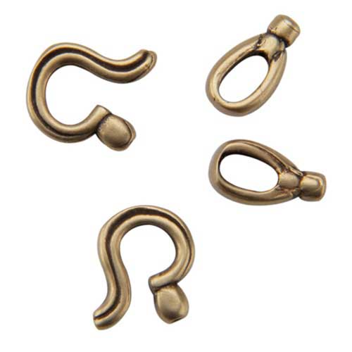 Bronze Plate Hook & Eye Clasp - Crimp End 0.5mm - 2 Sets