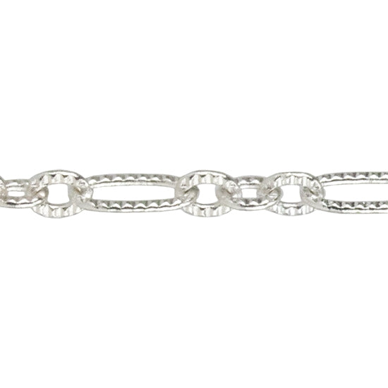 Chain Plate Pattern Silver Plate Chain - Pattern Link 1.33mm - By the Foot