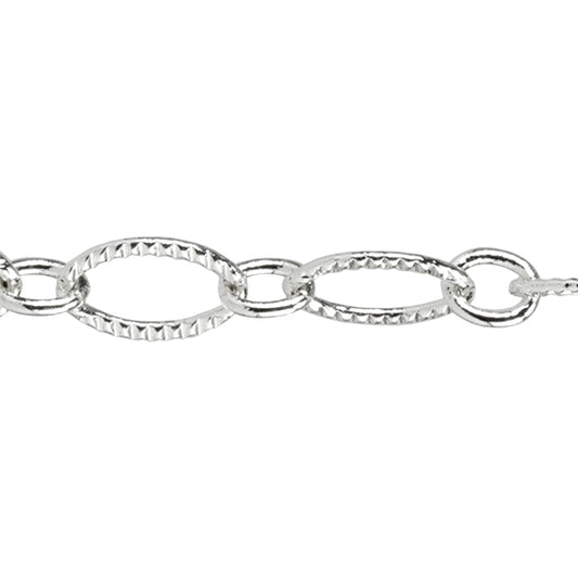 Silver Plate Chain - Pattern Link 6.88 mm - By the Foot