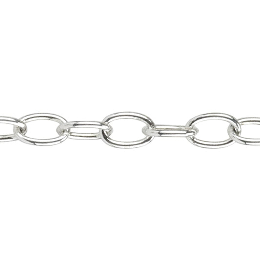 Sterling Silver Chain - 3mm Oval Link - By the Foot