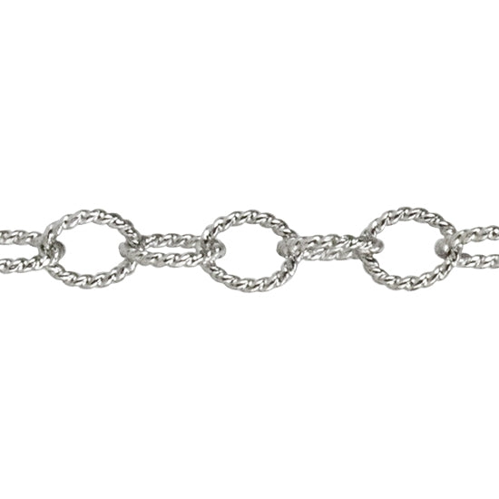 Sterling Silver Chain - Oxidized Twisted Link Chain - By the Foot