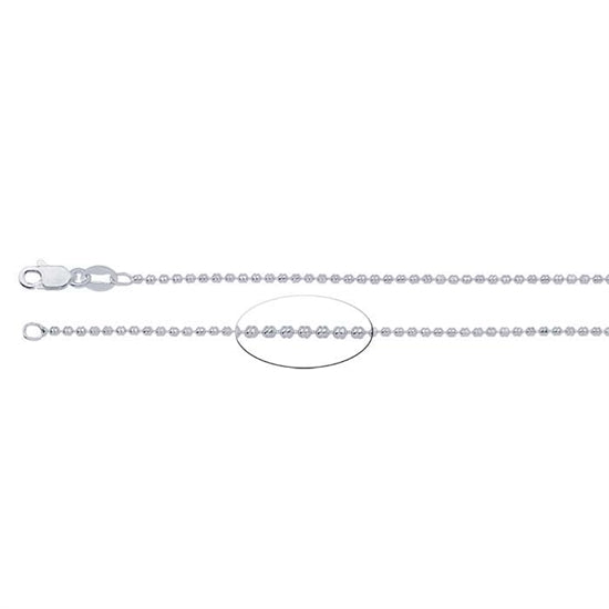 Sterling Silver Chain - 1.3mm Diamond-Cut Cylinder Bead with Lobster Clasp - 16 inch - Pkg/1