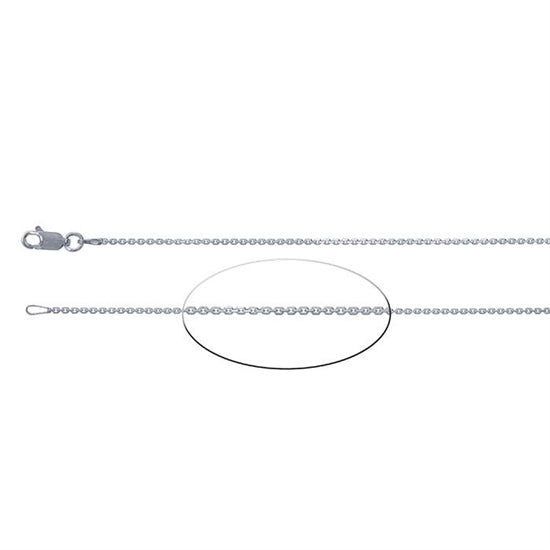 Sterling Silver Chain - 1.3mm Beveled Oval Cable with Lobster Clasp - 16 inch - Pkg/1