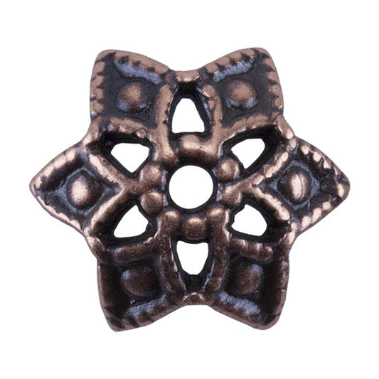 Copper Plate Bead Cap - Snowflake 8.5mm Pkg/2