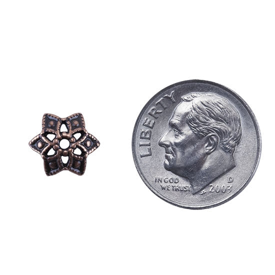 Copper Plate Bead Cap - Snowflake 8.5mm Pkg/2